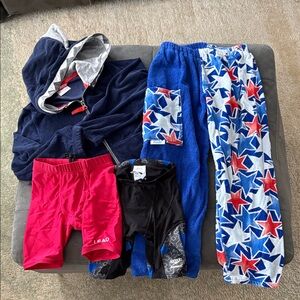 Swim Bundle! Towel Pants/jacket and 2 competitive boy suits